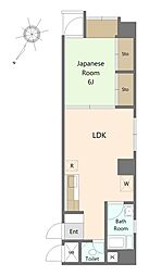 カーサ蔵前 1LDKの間取図画像
