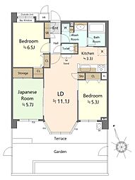 ラヴィドール聖蹟桜ヶ丘 2SLDKの間取図画像
