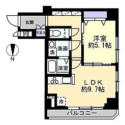 南堀江スカイハイツ 1LDKの間取図画像