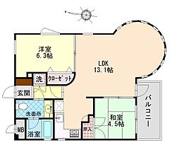 パレプラス東武庫之荘 2LDKの間取図画像