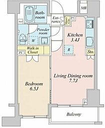 東京メトロ東西線 神楽坂駅 徒歩5分の賃貸マンション 8階1LDKの間取り
