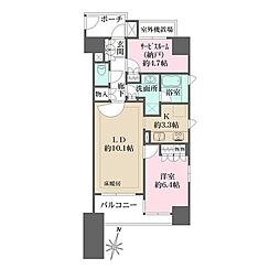 都営大江戸線 若松河田駅 徒歩1分の賃貸マンション 8階1SLDKの間取り