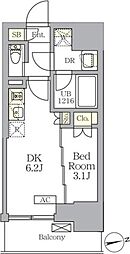 東京メトロ千代田線 湯島駅 徒歩5分の賃貸マンション 6階1DKの間取り