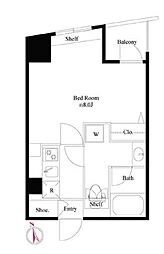 都営大江戸線 牛込柳町駅 徒歩3分の賃貸マンション 5階1Kの間取り