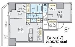 JR常磐線 上野駅 徒歩7分の賃貸マンション 2階2LDKの間取り