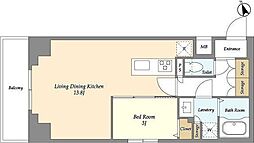 東京メトロ銀座線 稲荷町駅 徒歩3分の賃貸マンション 4階1LDKの間取り