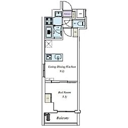 都営新宿線 森下駅 徒歩5分の賃貸マンション 7階1LDKの間取り