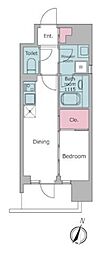 JR総武線 飯田橋駅 徒歩9分の賃貸マンション 7階1DKの間取り