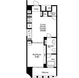 都営大江戸線 若松河田駅 徒歩4分の賃貸マンション 14階1LDKの間取り