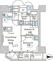 PARKAXIS入谷 2LDKの間取図画像