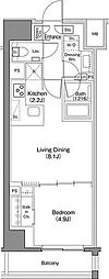 ザ・パークハビオ日本橋馬喰町 1LDKの間取図画像