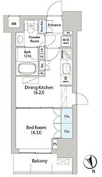 バウスフラッツ日本橋馬喰町 1DKの間取図画像