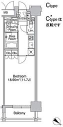レジディア市ヶ谷2 1Kの間取図画像