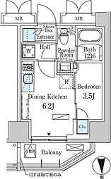 PARKAXIS浅草田原町ガーデン 1DKの間取図画像
