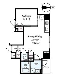 ラフィスタ錦糸町 1LDKの間取図画像