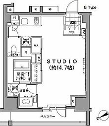 パークハビオ八丁堀 ワンルームの間取図画像