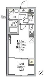Aglaia 新宿横寺町 1LDKの間取図画像