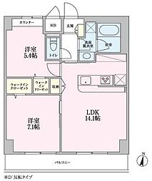 グランヴェールK 2LDKの間取図画像