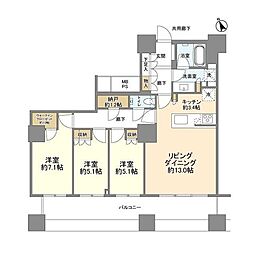 ザ・パークハウス西新宿タワー60 3LDKの間取図画像