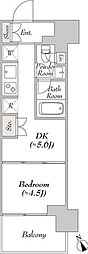 ウエリスアーバン水天宮前 1DKの間取図画像