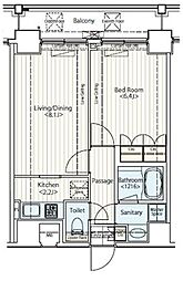 ドゥーエ新富町 1LDKの間取図画像