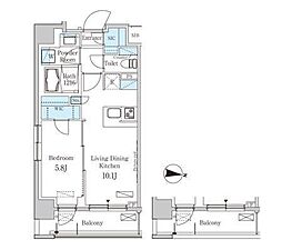 パークアクシス東高円寺 1LDKの間取図画像