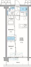 新宿区高田馬場3丁目マンション 2LDKの間取図画像