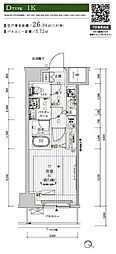 メインステージ北千住7 1Kの間取図画像