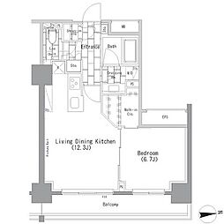 ザ・パークハビオ上野レジデンス 1LDKの間取図画像