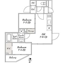 LUMIECHONCHOEAST 2DKの間取図画像