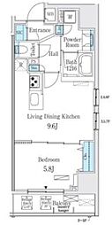 RESIDIA大手町北 1LDKの間取図画像