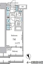ParkAxis浅草・田原町 1Kの間取図画像