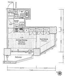 シティタワー新宿新都心 1LDKの間取図画像
