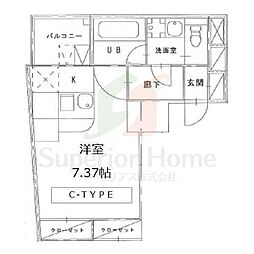 S-RESIDENCE日本橋浜町 1Kの間取図画像