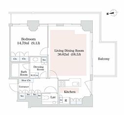 泉ガーデンレジデンス 1LDKの間取図画像