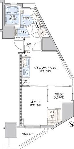 東京都文京区小石川３丁目(賃貸マンション2DK・4階・46.44㎡)の写真 その2