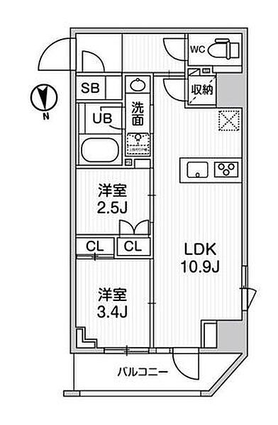 東京都台東区小島２丁目(賃貸マンション2LDK・9階・41.56㎡)の写真 その2