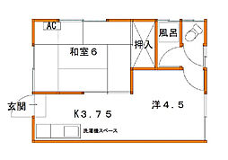 中井コーポB 1LDKの間取図画像
