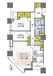 ザ・ハシモトタワー 2LDKの間取図画像