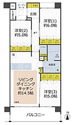 イニシア武蔵新城ハウス 3LDKの間取図画像