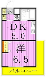 ウィンベルデュエット北綾瀬8 1DKの間取図画像