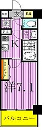dips北千住 1Kの間取図画像