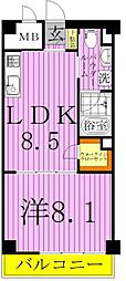 ベルドゥムール扇大橋2 1LDKの間取図画像
