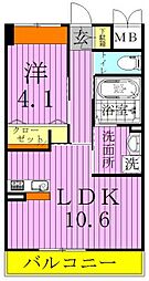 パーチェガーデン2 1LDKの間取図画像