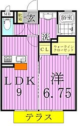 サンフレールA 1LDKの間取図画像