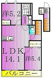 エクセル参番館 2LDKの間取図画像