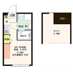 ソレイユ北綾瀬 ワンルームの間取図画像