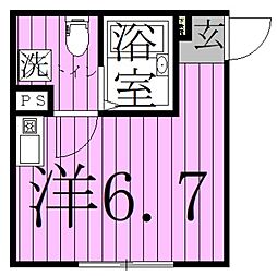 COCOFLAT北千住North ワンルームの間取図画像