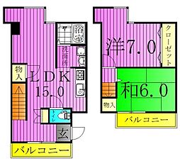 パール仲町マンション 2LDKの間取図画像