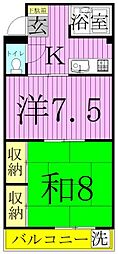 Fマンション 2Kの間取図画像